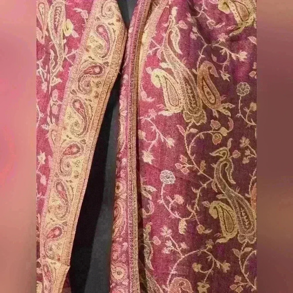 Pashima Reversible Scarf Wine&Gold - Picture 6 of 6